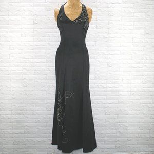 MASQUERADE Gown Formal Halter Floral Beaded Prom Homecoming Cocktail Dress 9